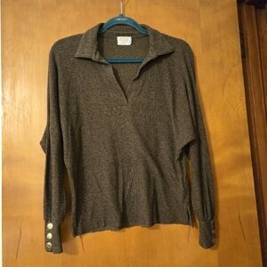 Nation LTD Scout Easy Collared Brown Long Sleeved Top Size S